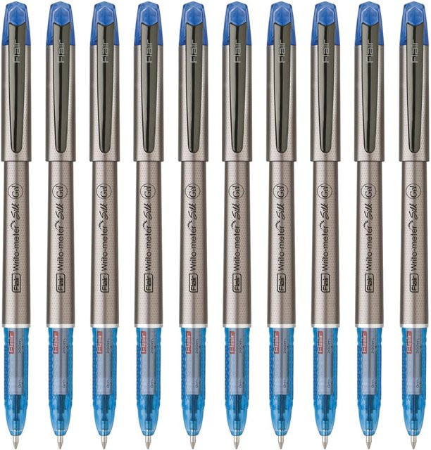 Flair Writometer Gel-Stifte in Grau mit blauer Tinte, 10er Packung, 0,5 mm Stiftstärke, mattes Finish mit Gunmetal-Clip - Bild 1