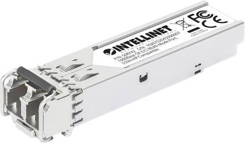 Intellinet 508742 Mini-GBIC Transceiver für LWL-Kabel, Multimode, LC-Anschluss, 1000MBit/s, 550m, HPE-kompatibel, Farbe: Silber - Bild 1
