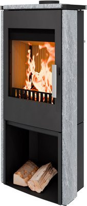 HAAS & SOHN Kaminofen MONTEGROTTO aus Naturstein in Serpentino/Schwarz mit 6 kW Leistung