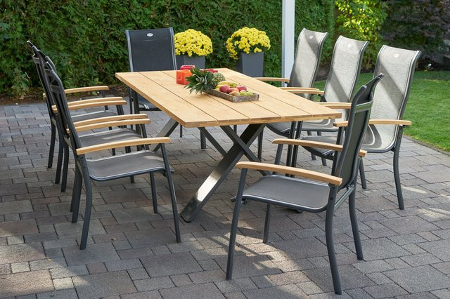 Hartman Xanadu Alice Garten-Essgruppe aus Aluminium und Teakholz in Xerix/Schwarz mit 12 Sitzplätzen, B/T: 220 x 100 cm - Bild 1