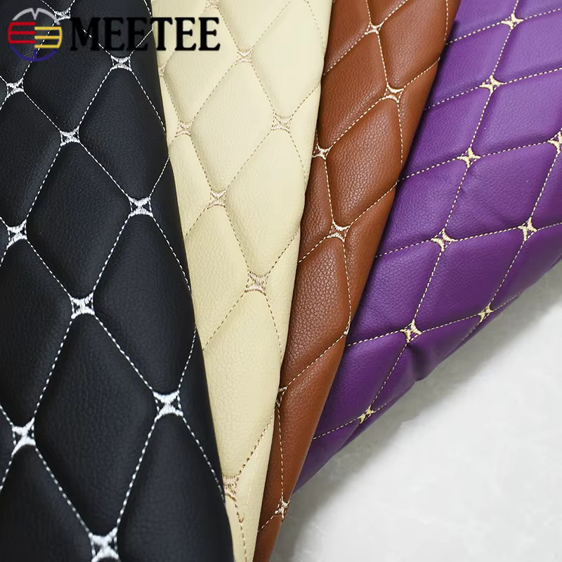 Meetee Kunstleder-Stoff mit PVC-Schaumstoff-Zwischenschicht in Beige, 45 x 160 cm, Nähzubehör für Stickerei, Sofa und Auto - Bild 5