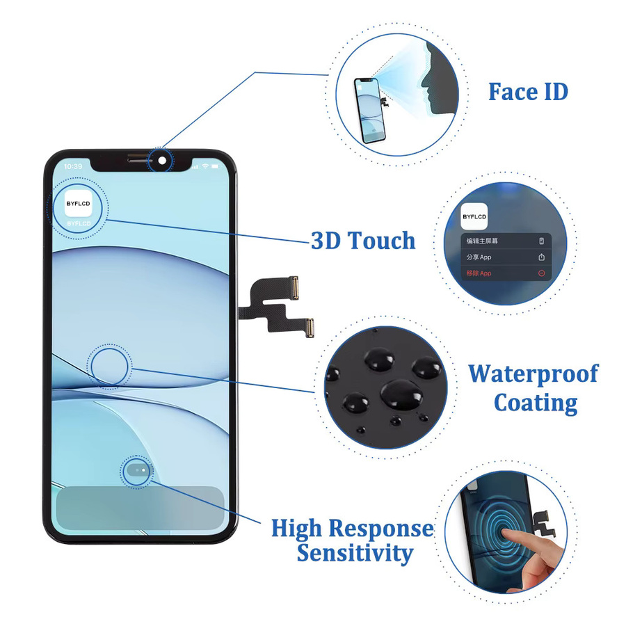 OLED-LCD Display Ersatz für Apple iPhone X Xs Xr 11 12 13 Pro Max in Schwarz - Bild 2