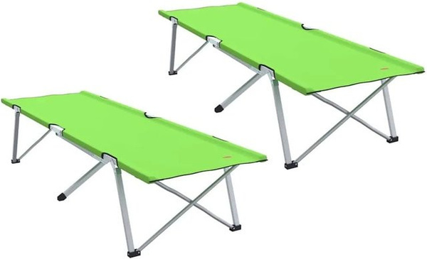 vidaXL 2er Set Klappbare Camping Schlafbetten aus Stahl und Oxford-Stoff in Dunkelgrün, B/T/H: 62,5 x 194 x 42,5 cm