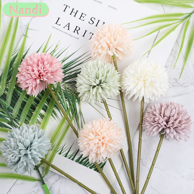 6er Set Künstliche Chrysanthemen von NANDI in Mehrfarbig für Hochzeiten, Weihnachten und Blumenarrangements - Bild 1
