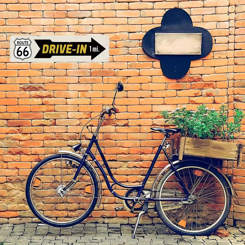 Vintage Route 66 Metallschild Wanddekoration in Weiß für Garage und Bar, B: 40 cm, H: 40 cm - Bild 2