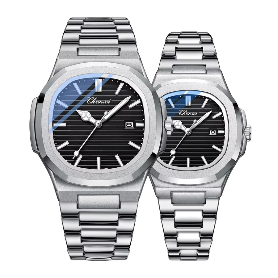 CHENXI Armbanduhr, Quarz, Edelstahl, Eckig, Schwarz, Herren - Bild 6