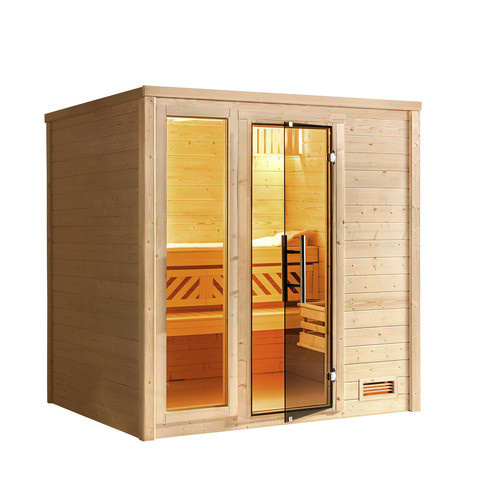 Weka Massivholzsauna Bergen 2 BioS mit Glastür und Fenster in Braun, B/H/T: 195,5 x 205 x 178 cm - Bild 2