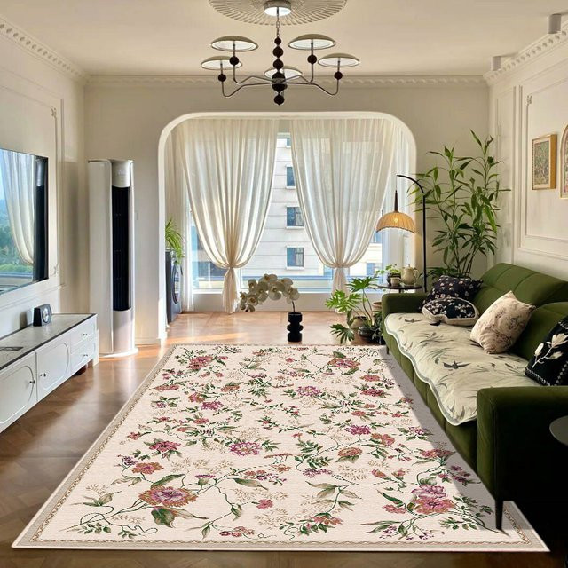 VIKAMA Teppich im Landhausstil mit floralem Muster, rutschfest, Mehrfarbig, B/T: 160 x 80 cm - Bild 1