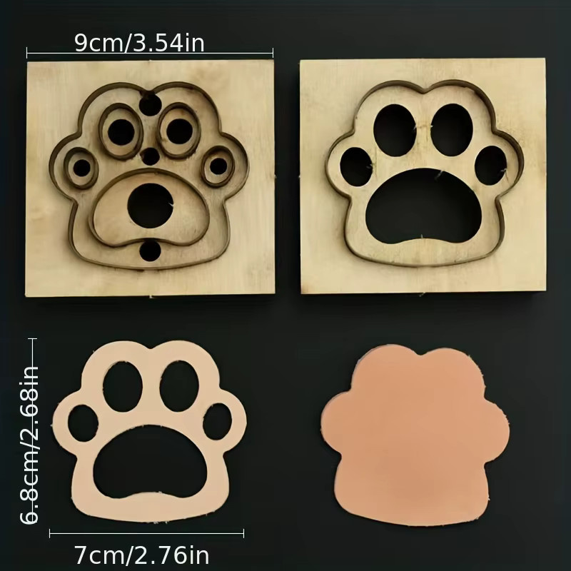 Hundepfoten-Stanzform mit Holzbrett für handgefertigte Lederprojekte C92 - Bild 2