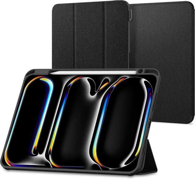 Spigen Urban Fit Schutzhülle für iPad Pro 11 Zoll M5/M4 (2025/2024) mit Ständer und Stoffabdeckung, Schwarz - Bild 1