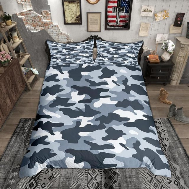 Homewish Hippie Camouflage Bettwäsche-Set in Multicolor, 3-teiliges Camo Bettbezug-Set im Militär-Design, B/H: 140 x 210 cm - Bild 1