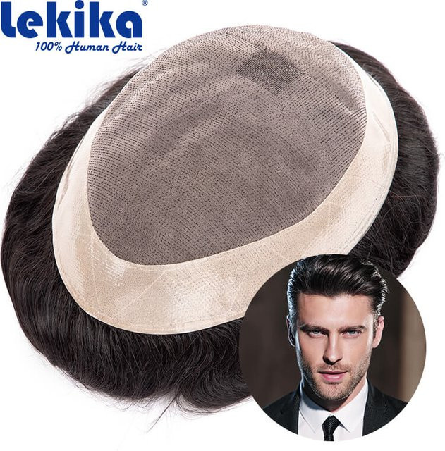 lekika Toupet Mono Herrenperücke, 130% Dichte, 6 Zoll Haarersatzsystem - Bild 1