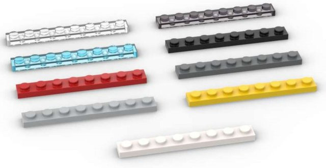 SixBricks MOC 3460 1x8 Platte Bausteine Kit, 10-teiliges Set, Grün - Bild 1