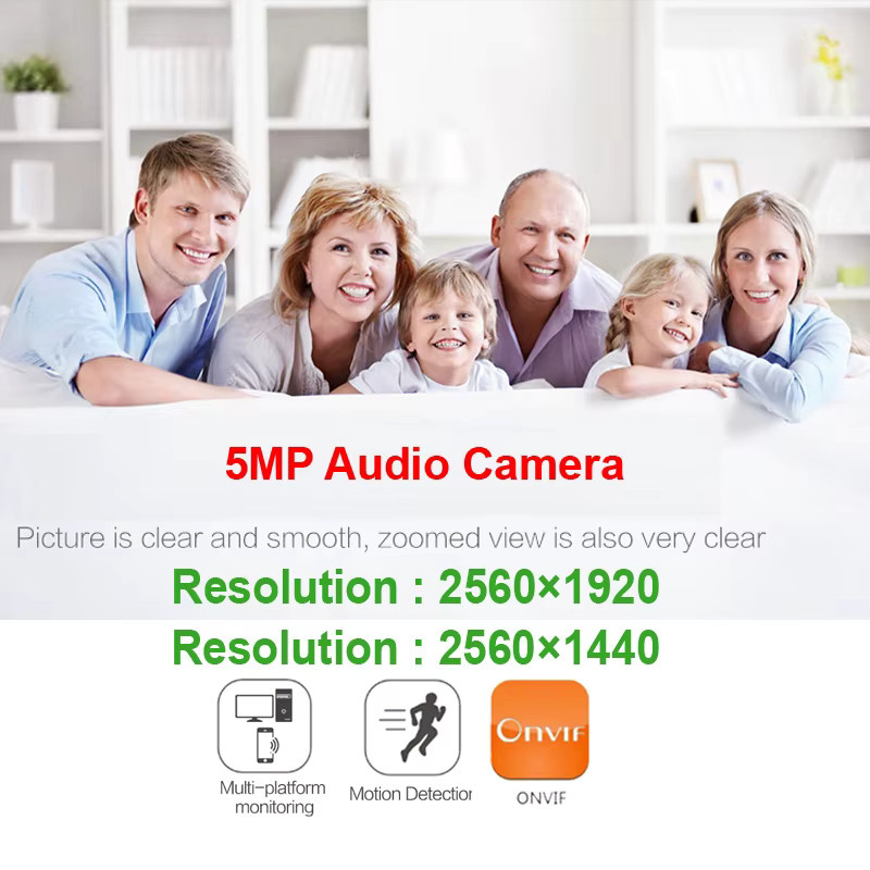 JIENUO WLAN IP-Kamera mit 5MP Full HD Auflösung, 2,8mm-12mm Zoom-Objektiv und Audio, Schwarz - Bild 2