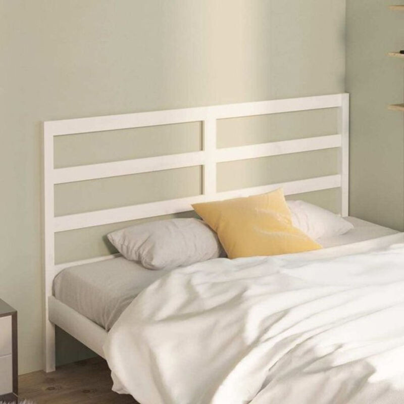 vidaxl Kopfteil aus Massivholz Kiefer in Weiß, minimalistisches Design, B: 166 cm, H: 100 cm, T: 4 cm - Bild 1