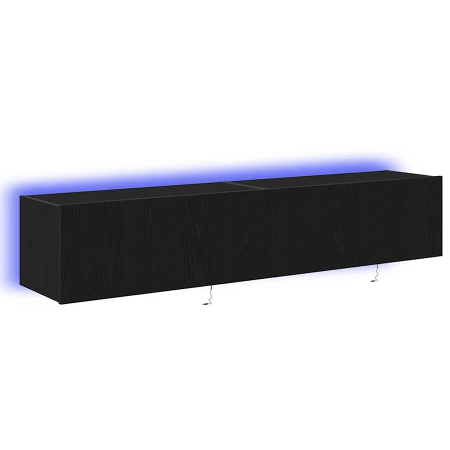 vidaXL Wand-TV-Schrank aus Holzwerkstoff in Schwarzer Eiche mit integrierter Beleuchtung, B/H/T: 80 x 35 x 31 cm - Bild 2