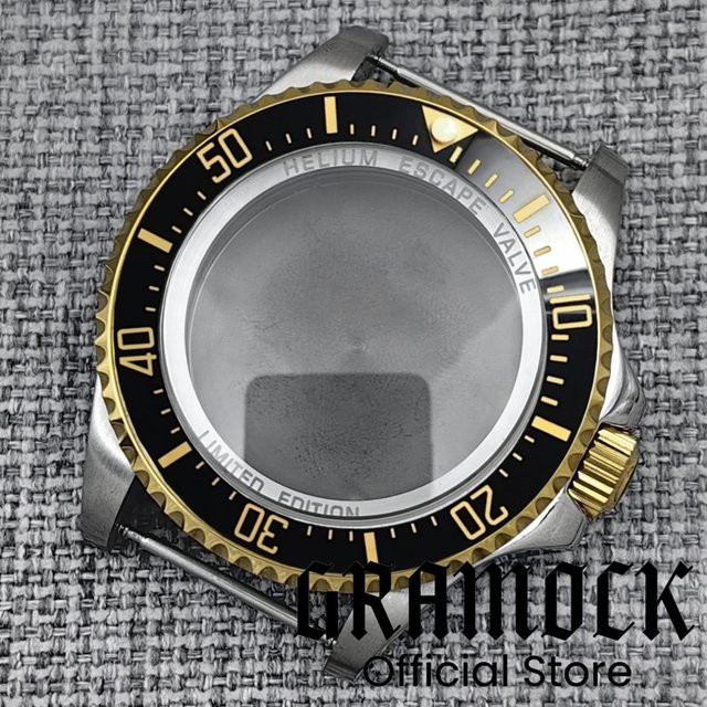 GRAMOCK Herrenuhrengehäuse, Bicolor, Schwarze Keramiklünette, 44 mm - Bild 1