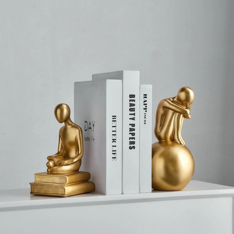 Bestbags Moderne Denker Skulptur aus Kunstharz in Gold als dekorative Figur für dein Zuhause oder Büro - Bild 1