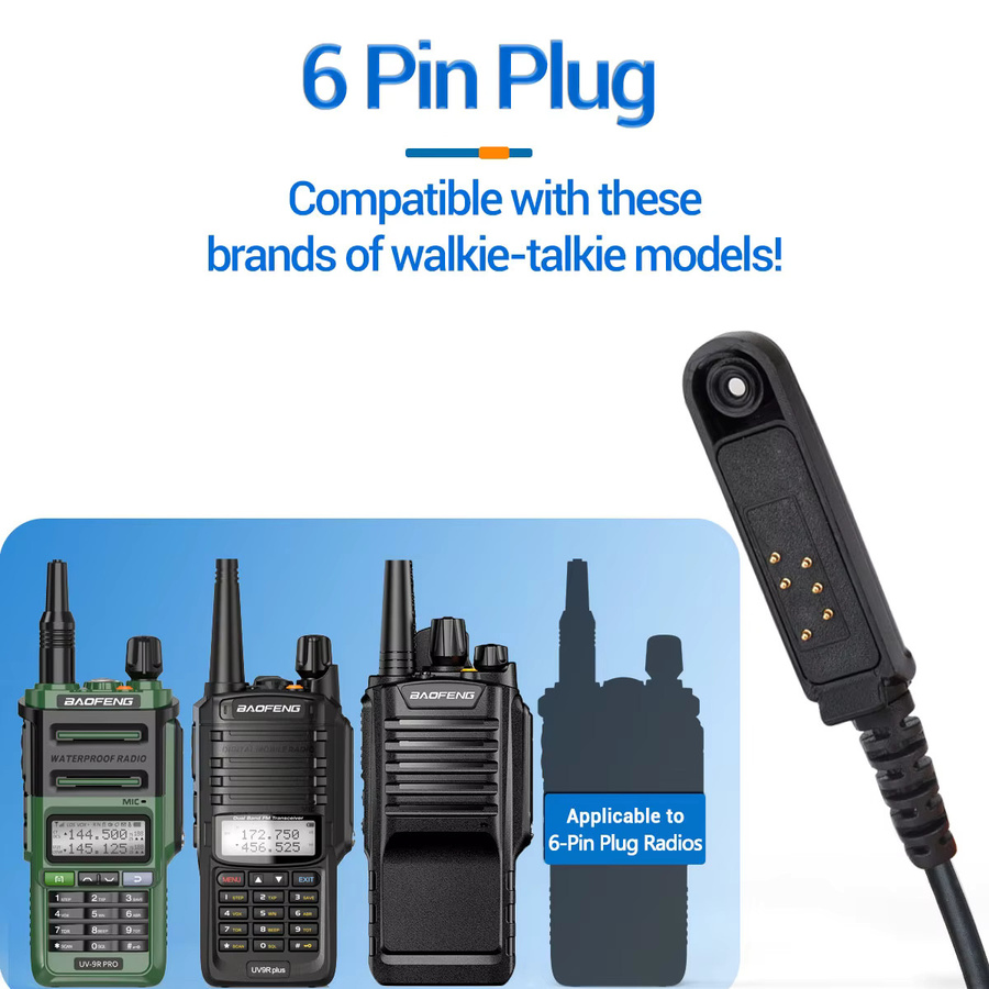 Baofeng Akustik-Hals-Mikrofon-Headset in Schwarz, wasserdichtes taktisches Akustikrohr für Baofeng UV-9R PRO und UV 9R Plus Walkie Talkie - Bild 4
