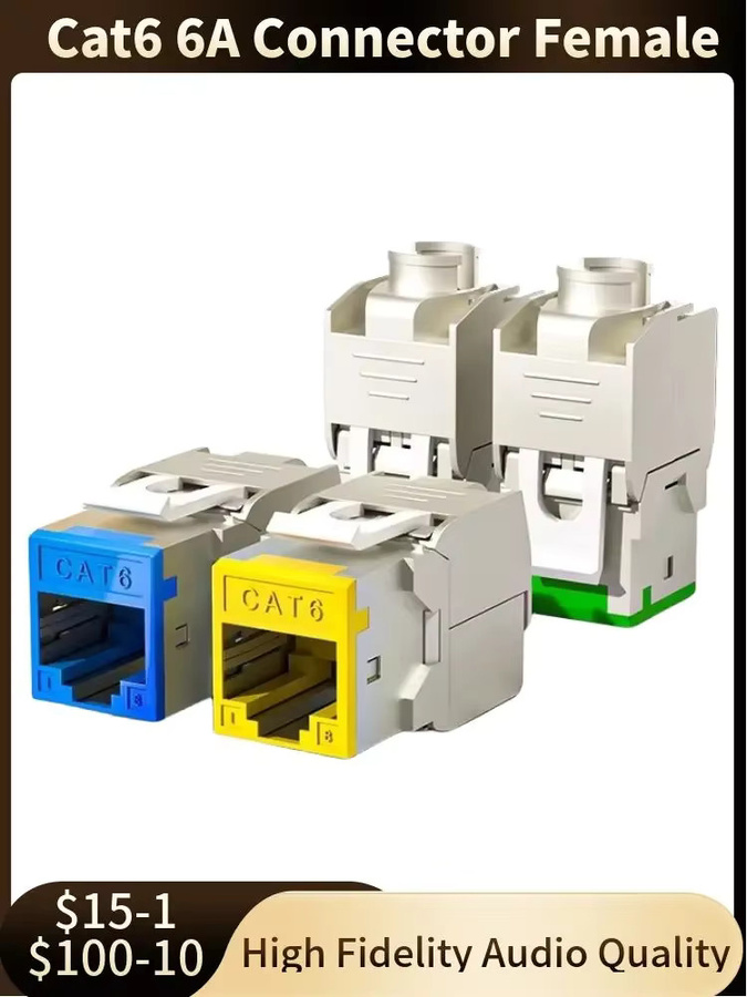 HEDANP CAT6A RJ45 Keystone Jack Set, 6 Stück, Werkzeuglose Netzwerk-Module für Ethernet/LAN, Farbe: Rot - Bild 5