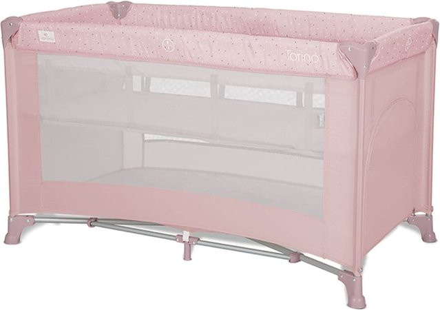 Lorelli Reisebett Torino faltbar mit 2 Ebenen, seitlicher Öffnung und Matratze, Farbe: pink - Bild 1