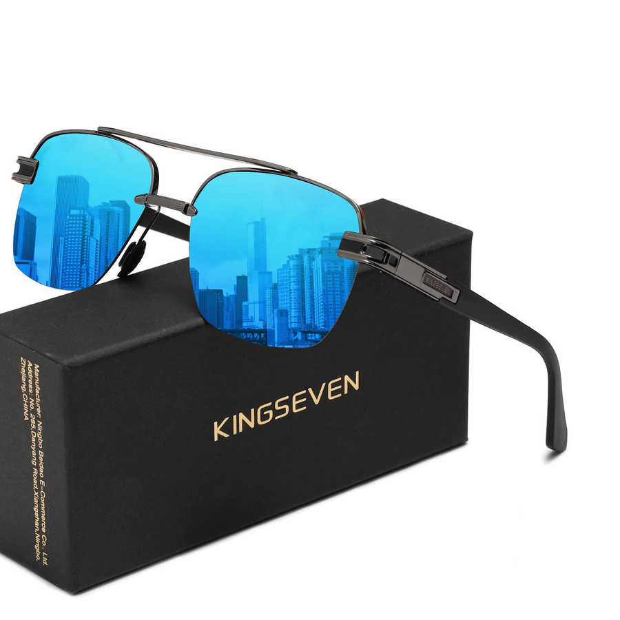 KINGSEVEN Sonnenbrille, Halbrand, Metall, blau, Unisex - Bild 2