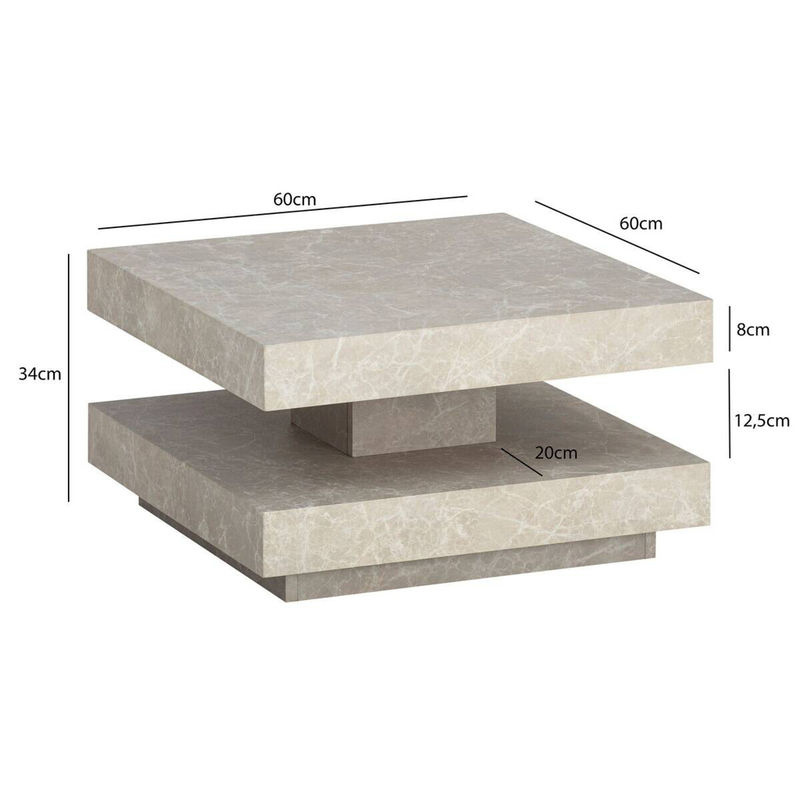 Moderner Couchtisch in Sand und Beige mit quadratischer Form, B/H/T: 60 x 34 x 60 cm - Bild 4