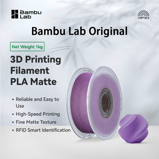 Bambu Lab Original PLA Matt 3D-Drucker Filament in Blau und Lila, 1 kg - Bild 1