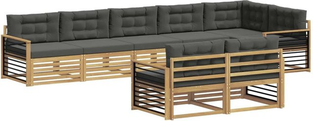 vidaXL Outdoor-Sofagarnitur 8-teilig aus Akazienholz mit Polstern in Weiß und Anthrazit - Bild 1