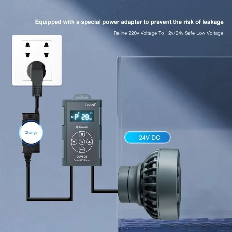 Jebao Jecod DLW-5/20 Bluetooth-Wellenpumpe für Aquarien mit App-Steuerung, DC Salzwasser-Wasserpumpe für dein Fischbecken - Bild 4