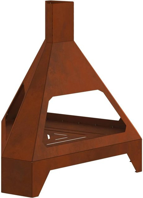 vidaXL Feuerstelle aus wetterfestem Stahl in Braun, B/T/H: 50 x 43 x 52 cm - Bild 1