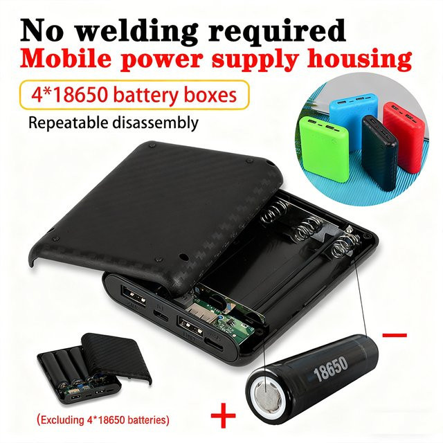Tragbare DIY Power Bank Box von occkic für 4x 18650 Batterien, Schnelles Laden, Green - Bild 1