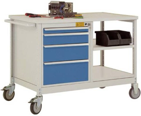 Manuflex LW1002.5007 Mobile Werkbank aus Stahl in Brillantblau (RAL 5007), B/T/H: 113,5 x 78,0 x 59,0 cm - Bild 1