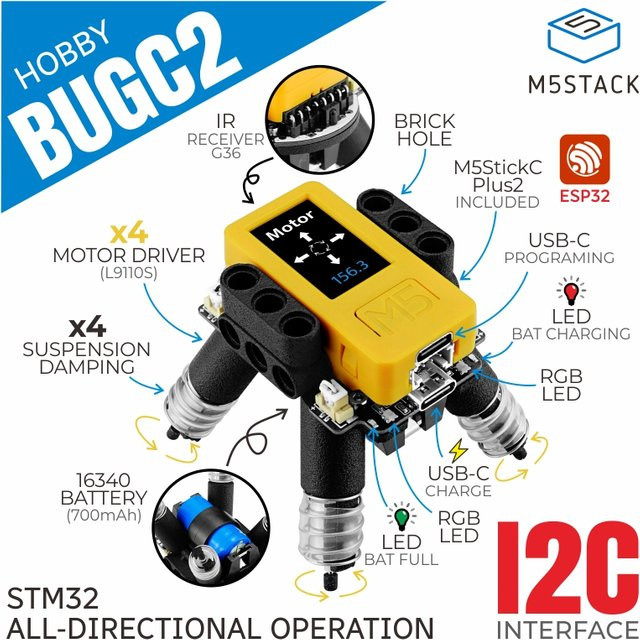 M5Stack BugC2 mit M5StickC PLUS2 in Gelb - Bild 1