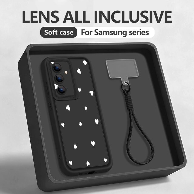 Samsung Handyhülle mit Liebesmuster und Trageriemen für Galaxy S25 S24 S23 S22 Ultra Plus Edge in Rot und Schwarz - Bild 1