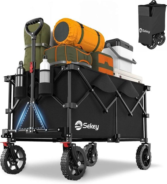 Sekey XXL Plus Bollerwagen faltbar Schwarz mit 200l Volumen und 200kg Tragkraft - Bild 1