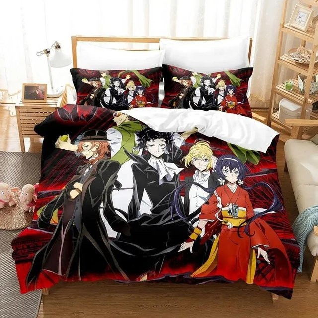 Bungou Stray Dogs S4 Bettwäsche-Set aus Mikrofaser, Mehrfarbig, B/H: 135 x 200 cm - Bild 1