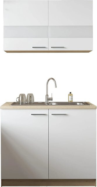 Respekta Küchenmöbel-Set Merle in Weiß mit Glastüren und Soft-Close-Funktion, B/H/T: 100 x 200 x 60 cm - Bild 1
