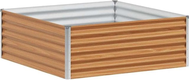 vidaXL Hochbeet aus verzinktem Stahl in Hellbraun, B: 100 cm, T: 98 cm, H: 36 cm - Bild 1