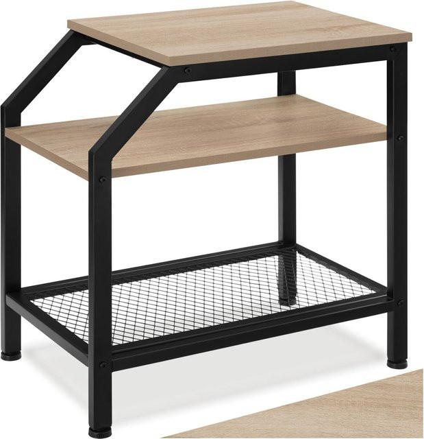 tectake Beistelltisch im Industrial Style mit 2 Ablagen aus MDF und pulverbeschichtetem Stahl, Braun/Beige, B: 58,5 cm, T: 36,5 cm, H: 59,5 cm - Bild 1