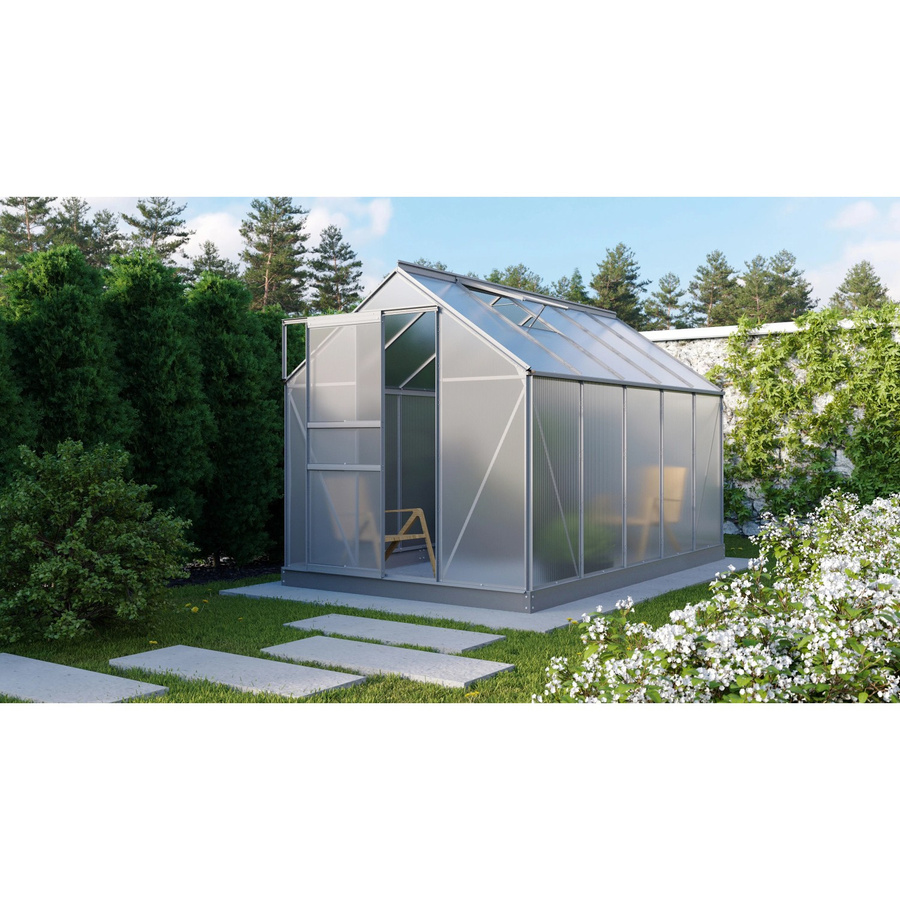 Vitavia Gewächshaus Planet 6200 mit Fundament, Aluminium Eloxiert, Silber, Polycarbonat, B: 195 cm, T: 321 cm, H: 207 cm - Bild 5