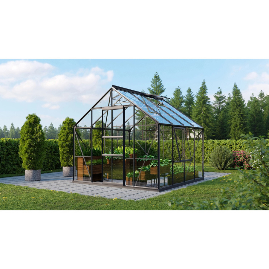 Vitavia Gewächshaus Meridian 1 - 6700 Vorzugsset in Schwarz mit Sicherheitsglas, Aluminium und Satteldach - Bild 2