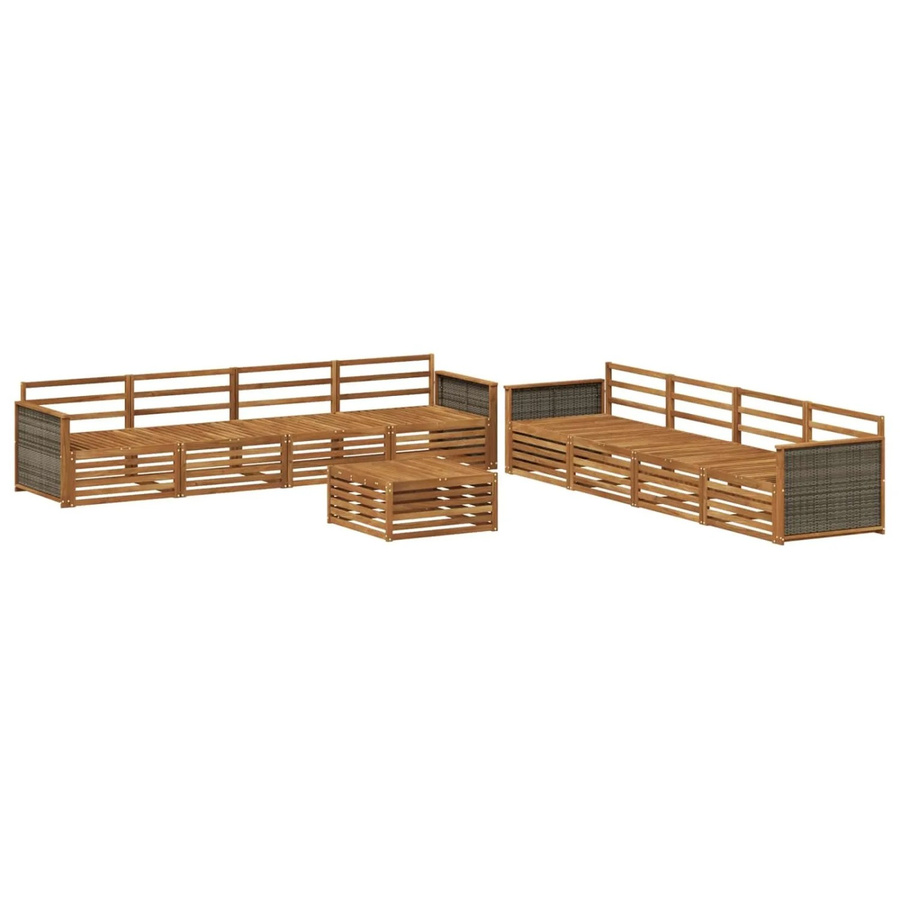 vidaXL Outdoor-Sofagarnitur aus Massivholz Akazie in Braun, 9-teiliges Set - Bild 2