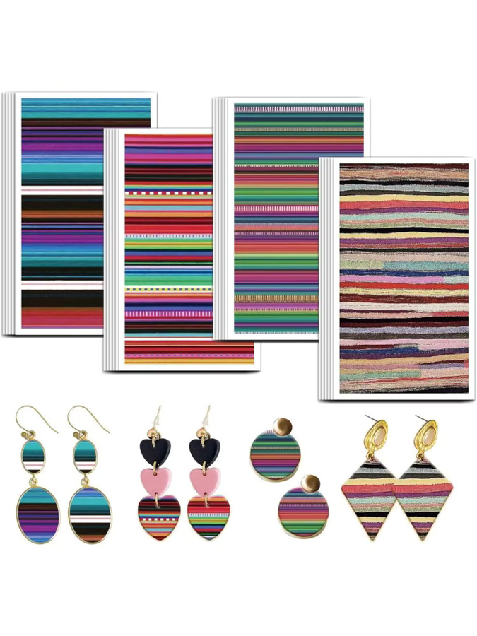 24 Stück Mexikanisches Regenbogen-Ton-Transferpapier in 4 Designs, Vintage-Transferblätter für Polymer, Mehrfarbig - Bild 5