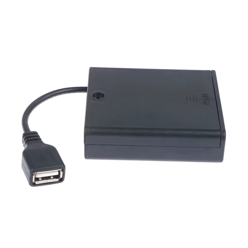 YuXi Batteriehalterung für 18650 AA/AAA Batterien mit USB-Anschluss, Abdeckung und Netzschalter, Schwarz - Bild 4