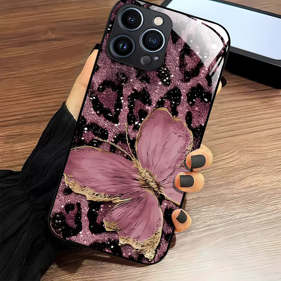 Handyhülle mit Leopardenmuster aus gehärtetem Glas für iPhone 17 Pro Max, 16, 15, 14, 13, 12 und 11 in Multicolour - Bild 3