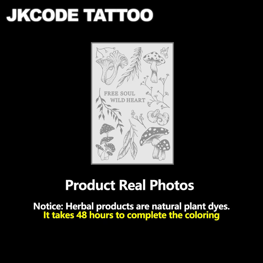 JKCODE TATTOO Kräutertattoo-Aufkleber, Waldpilzmotiven, Kinder - Bild 3
