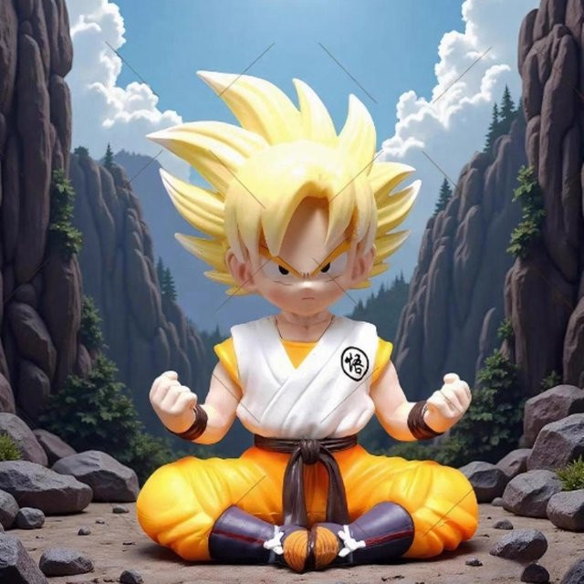 Bandai Dragon Ball Songoku Serie Garage Kit Anime Q-Version Sitzende Goku Figur, Einzelfigur - Bild 1