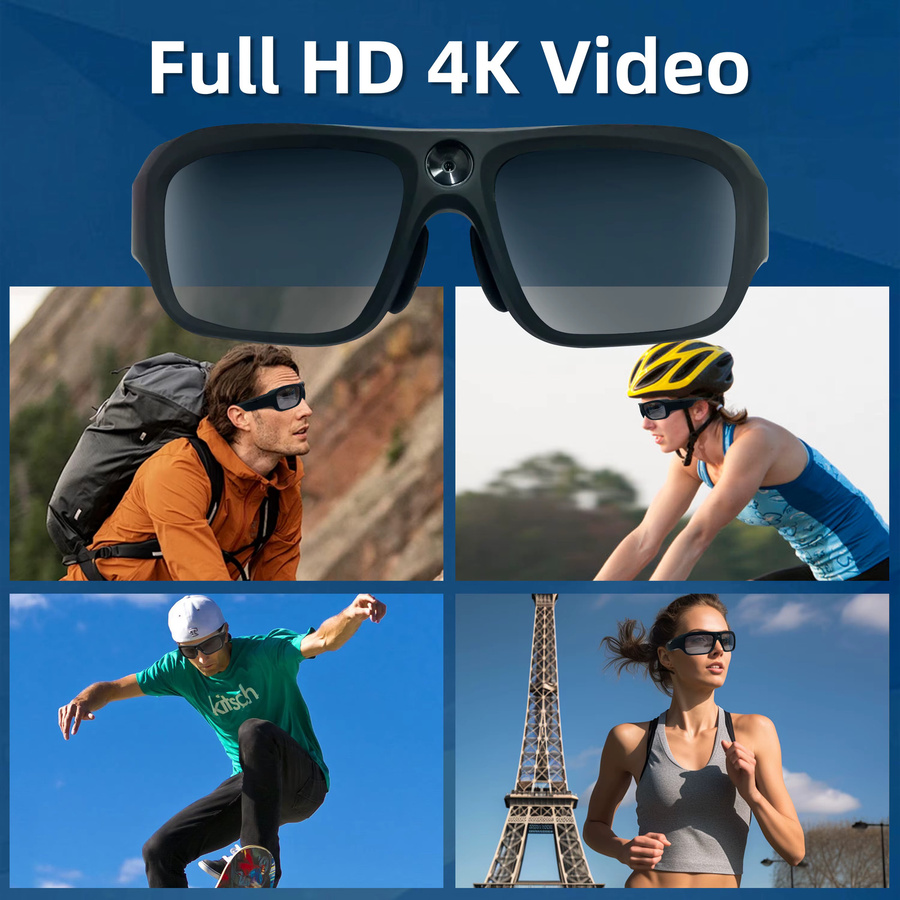 KIDKD 4K Ultra-HD Action Cam Sonnenbrille in Schwarz für Outdoor Sport und Fahrradüberwachung - Bild 5