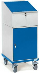 FETRA Rollschrank mit Schreibpult 2448 aus pulverbeschichtetem Stahlblech in Grau und Blau, B/T/H: 60,0 x 60,0 x 50,0 cm - Bild 1